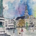 aquarellen-2024-gebouwen-maastricht-markt-minckelers-gemeentehuis-eeuwige-vlam